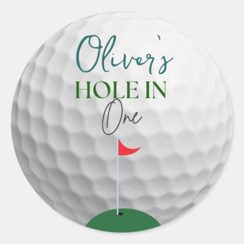 Hole in one boy first birthday  classic round sticker