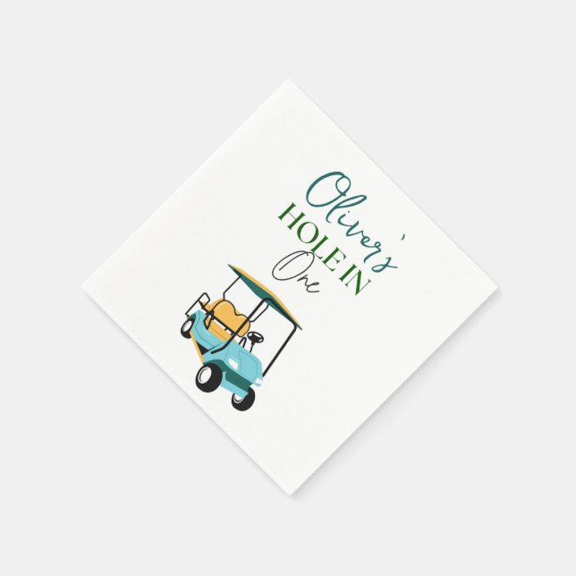 Hole in one boy first birthday  napkins (Corner)