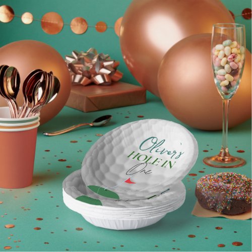 Hole in one boy first birthday  paper bowls