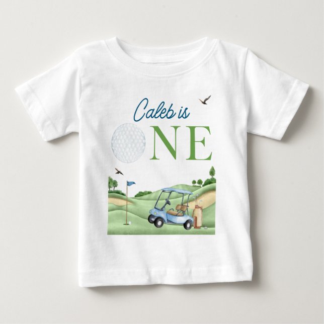 Hole In One Boy Golf First Birthday Par-Tee Baby T-Shirt (Front)