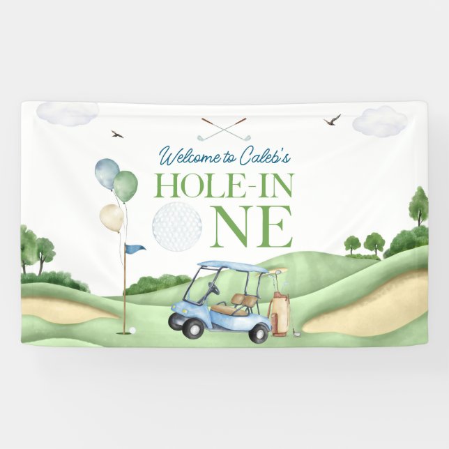 Hole In One Boy Golf First Birthday Par-Tee Banner (Horizontal)