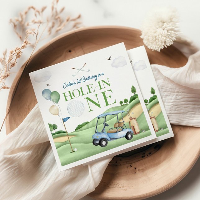 Hole In One Boy Golf First Birthday Par-Tee Napkins (Creator Uploaded)