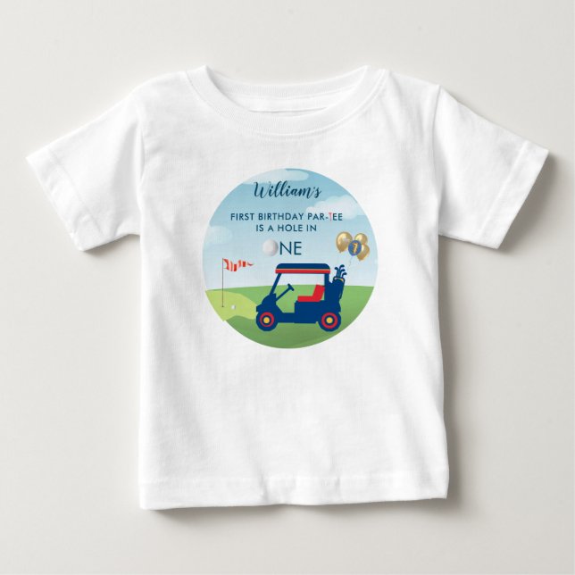 Hole In One Boy Golf  Par-tee 1st Birthday  Baby T-Shirt (Front)