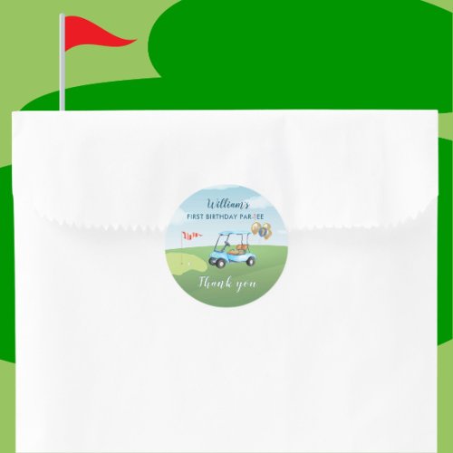 Hole In One Boy Golf Par_tee 1st Birthday  Classic Round Sticker
