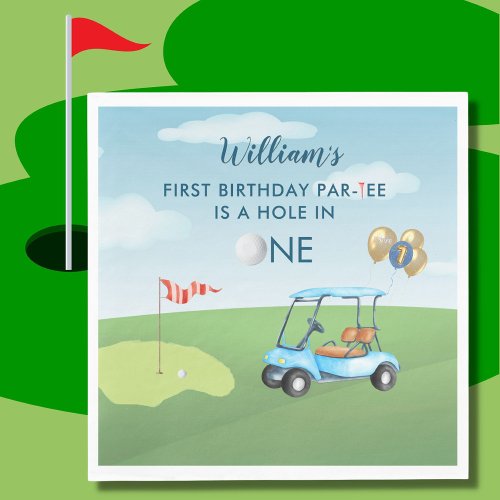 Hole In One Boy Golf Par_tee 1st Birthday Luncheon Napkins