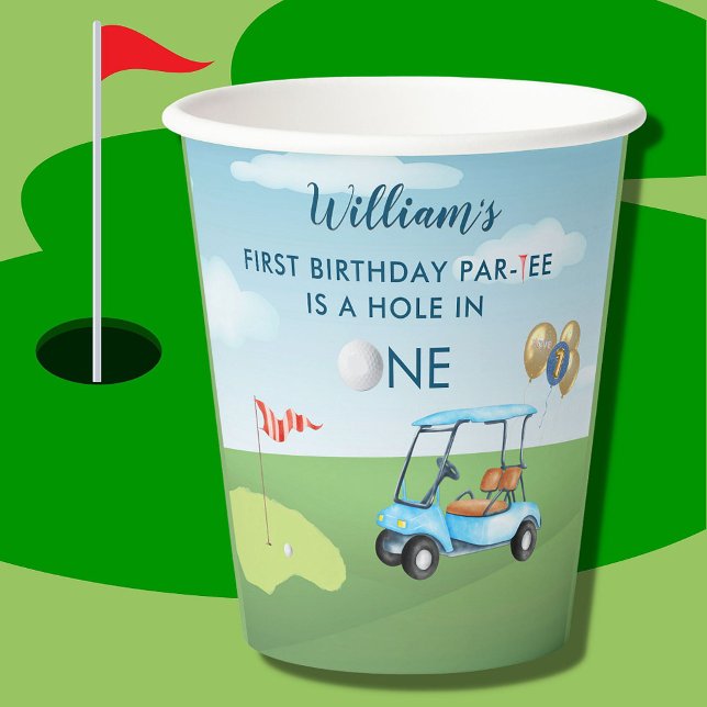 Hole In One Boy Golf Par-tee 1st Birthday  Paper Cups (Creator Uploaded)