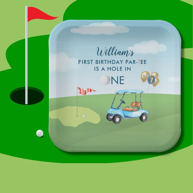 Hole In One Boy Golf  Par-tee 1st Birthday  Paper Plates (Creator Uploaded)