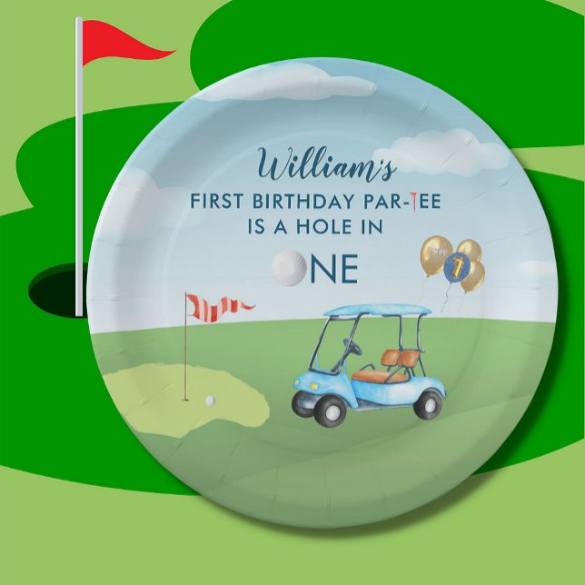 Hole In One Boy Golf  Par-tee 1st Birthday  Paper Plates (Creator Uploaded)