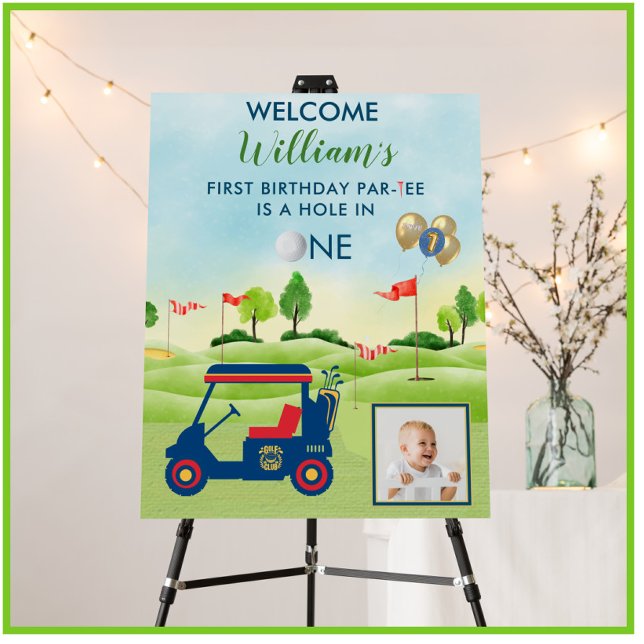 Hole In One Boy Golf Par-tee Photo 1st Birthday  Foam Board (Creator Uploaded)