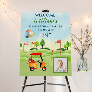 Hole In One Boy Golf Par-tee Photo 1st Birthday Foam Board