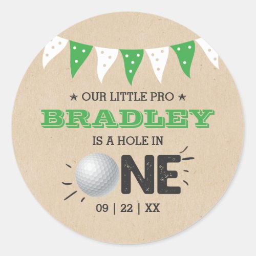 Hole In One Boys Golf 1st Birthday Par_tee Classic Round Sticker