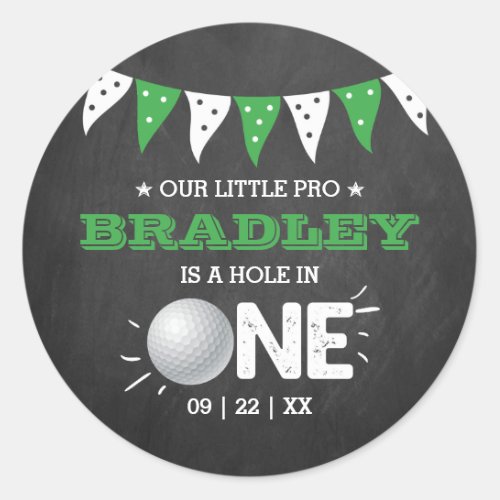 Hole In One Boys Golf 1st Birthday Par_tee Classic Round Sticker