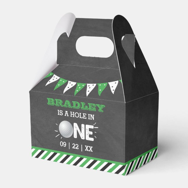 Hole In One Boys Golf 1st Birthday Par-tee Favor Boxes (Front Side)