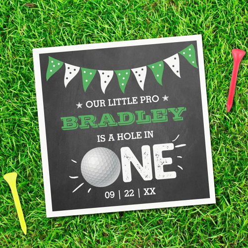 Hole In One Boys Golf 1st Birthday Par_tee Napkins