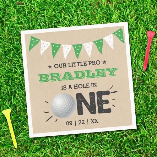 Hole In One Boys Golf 1st Birthday Par_tee Napkins