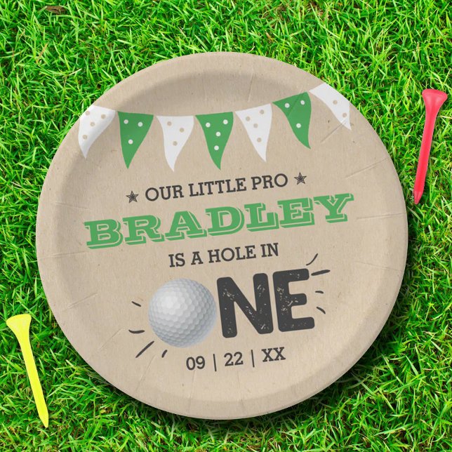 Hole In One Boys Golf 1st Birthday Par-tee Paper Plates (Creator Uploaded)