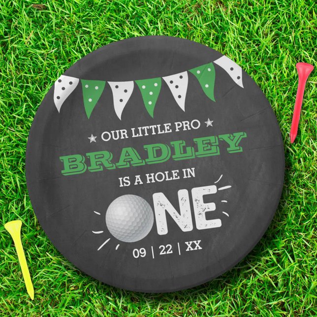 Hole In One Boys Golf 1st Birthday Par-tee Paper Plates (Creator Uploaded)
