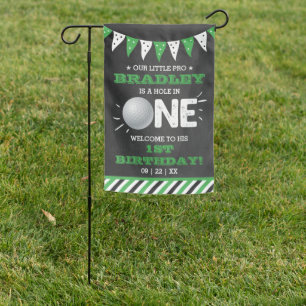 Hole In One Boys Golf 1st Birthday Par-tee Welcome Garden Flag
