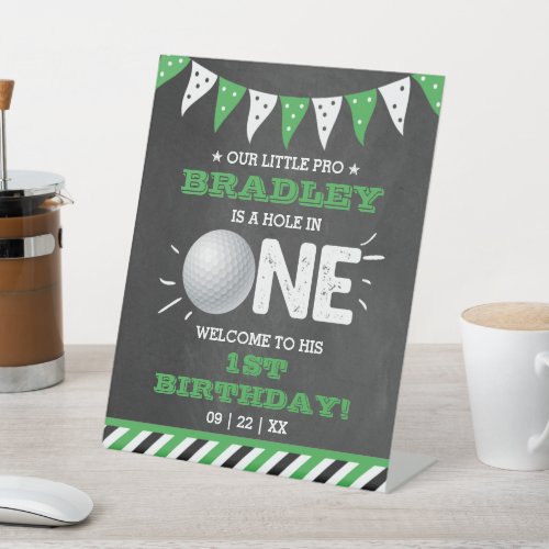 Hole In One Boys Golf 1st Birthday Par_tee Welcome Pedestal Sign