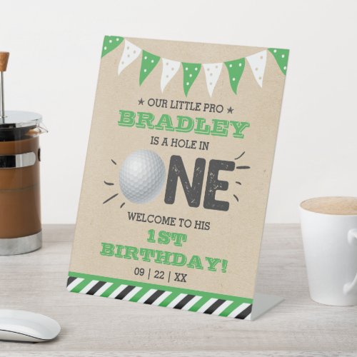Hole In One Boys Golf 1st Birthday Par_tee Welcome Pedestal Sign
