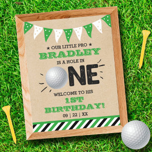 Hole In One Boys Golf 1st Birthday Par-tee Welcome Poster
