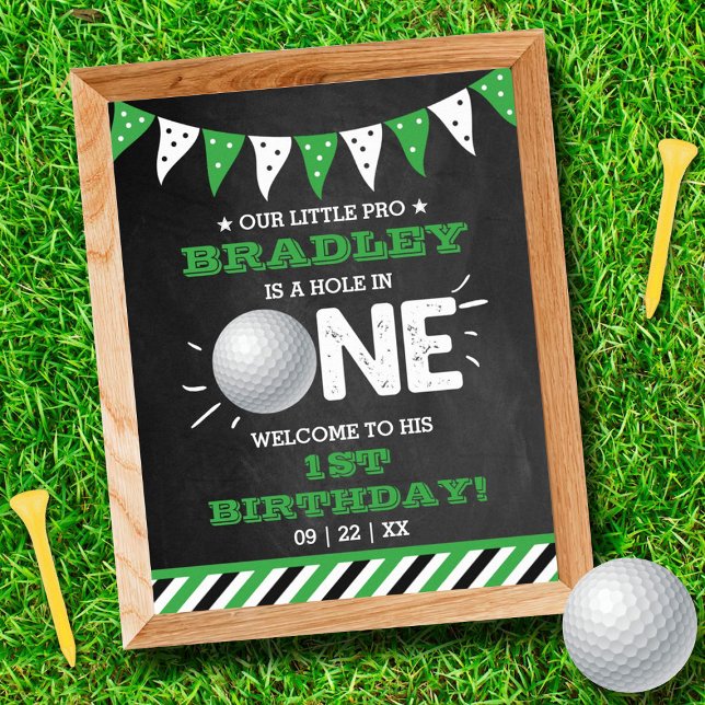 Hole In One Boys Golf 1st Birthday Par-tee Welcome Poster (Creator Uploaded)