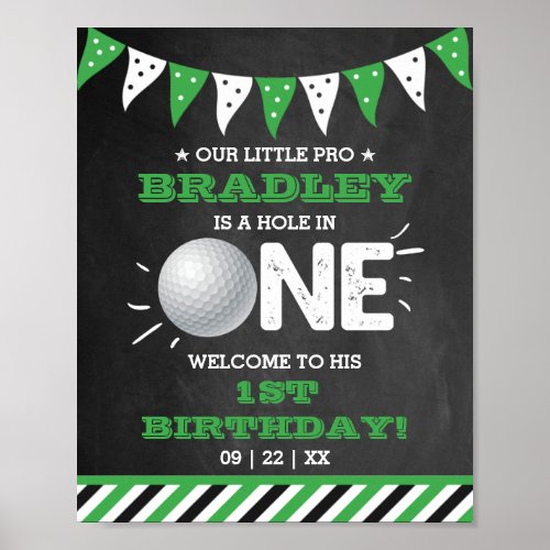 Hole In One Boys Golf 1st Birthday Par_tee Welcome Poster