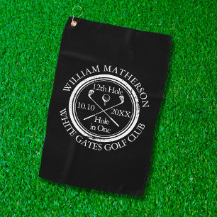 Hole in One Classic Black and White Golf Towel