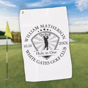 Hole in One Classic Black and White Golf Towel