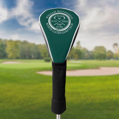 Hole in One Classic Emerald Green Personalized Golf Head Cover