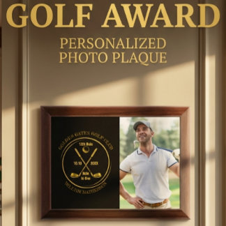 Hole in One Classic Gold And Black Photo Golf Award Plaque