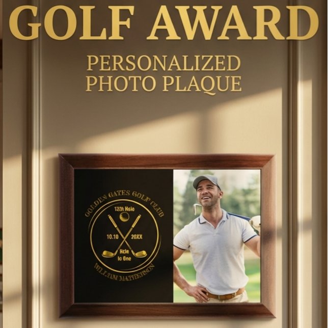 Hole in One Classic Gold And Black Photo Golf Award Plaque (Creator Uploaded)