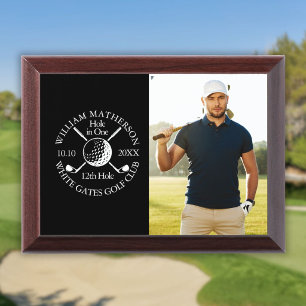 Hole in One Classic Gold And Black Photo Golf Award Plaque
