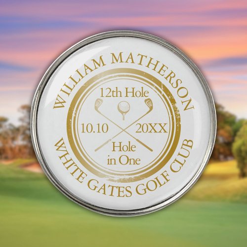 Hole in One Classic Gold Personalised Stylish Golf Ball Marker