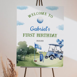Hole In One Classic Golf Birthday Welcome Sign