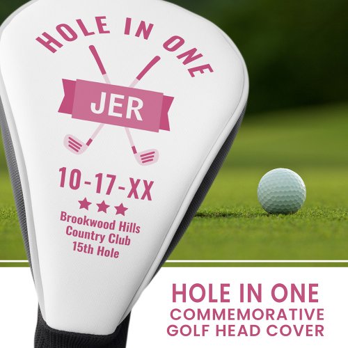 Hole in One Classic Golfer Custom Pink For Her Golf Head Cover