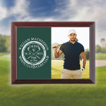 Hole in One Classic Golfer Photo Emerald Green Award Plaque<br><div class="desc">Personalize the golfer's photo,  name,  location hole number and date to create a great keepsake to celebrate that fantastic hole in one golf award. Designed by Thisisnotme©</div>