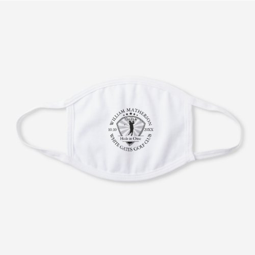 Hole in One Classic Personalised Classic Modern White Cotton Face Mask