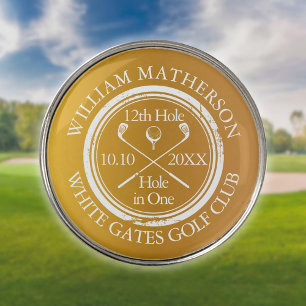 Hole in One Classic Personalised Gold Golf Ball Marker