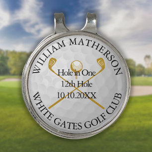Hole in One Classic Personalised Gold Golf Hat Clip