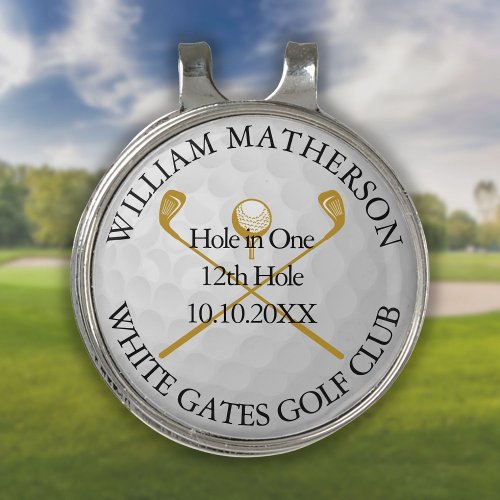 Hole in One Classic Personalised Gold Golf Hat Clip