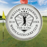 Hole in One Classic Personalised Golf Metal Ornament<br><div class="desc">Featuring an aged stamp effect classic retro design. Personalize the name,  location hole number and date to create a great golf keepsake to celebrate that fantastic hole in one. Designed by Thisisnotme©</div>