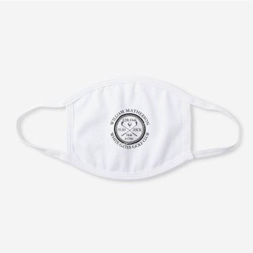Hole in One Classic Personalised Modern Classic White Cotton Face Mask