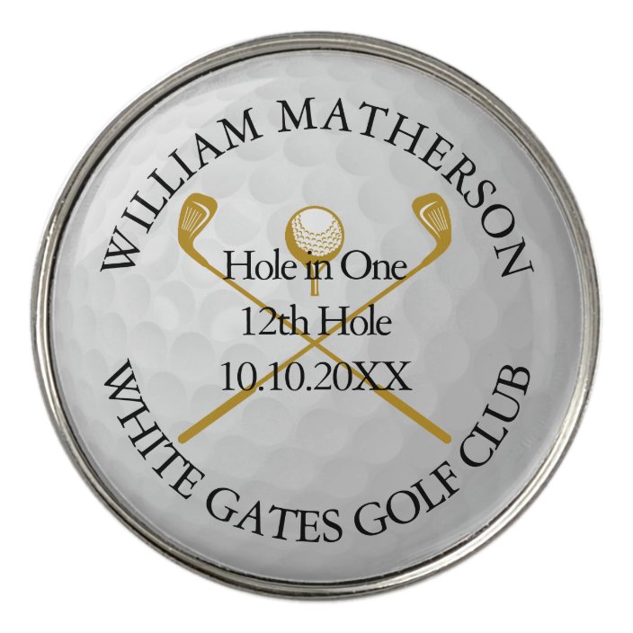 Hole in One Classic Personalised Stylish Gold Golf Ball Marker Zazzle