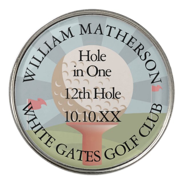 Hole in One Classic Personalized Golf Ball Marker (Front)