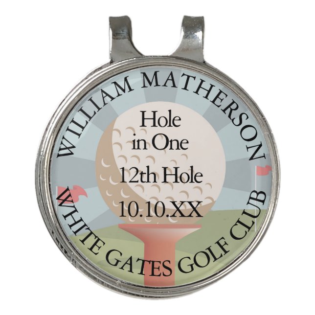 Hole in One Classic Personalized Golf Hat Clip (Front)
