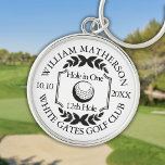 Hole in One Classic Personalized Golf Keychain<br><div class="desc">Featuring an aged stamp effect classic retro design. Personalize the name,  location hole number and date to create a great golf keepsake to celebrate that fantastic hole in one. Designed by Thisisnotme©</div>