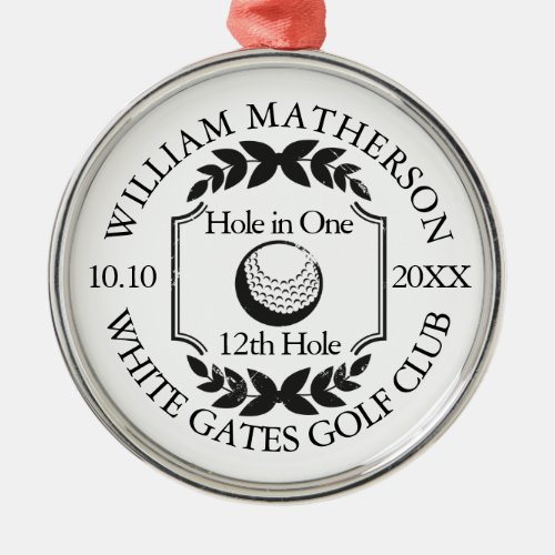 Hole in One Classic Personalized Golf Metal Ornament