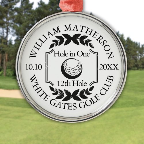 Hole in One Classic Personalized Golf Metal Ornament