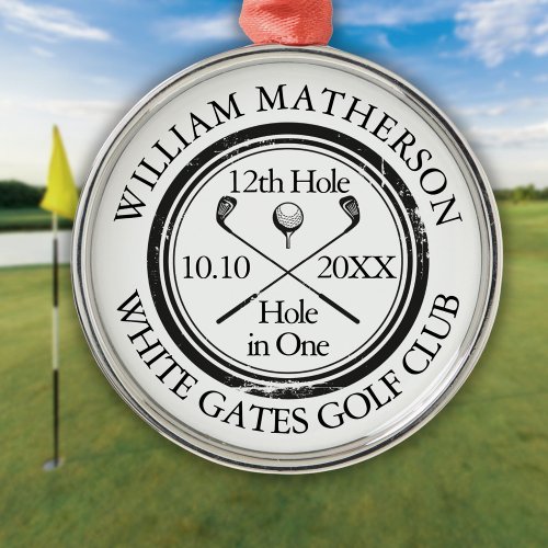 Hole in One Classic Personalized Golf Metal Ornament